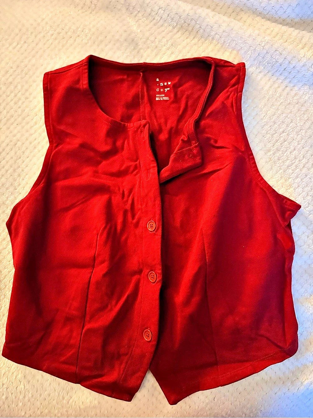 a new day Women's Button-Front Vest Red Size Medium